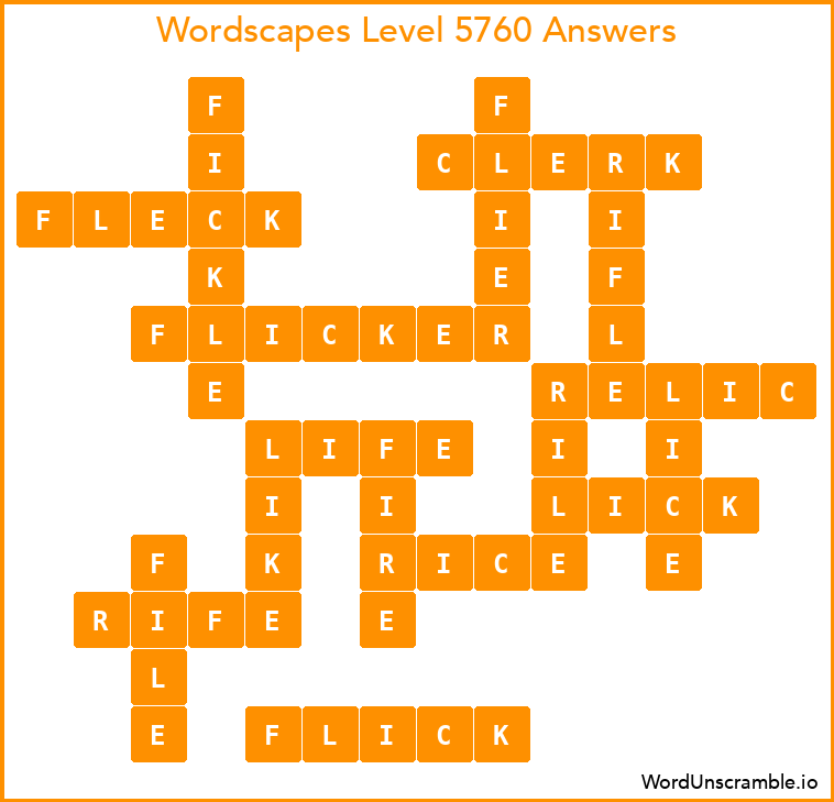 Wordscapes Level 5760 Answers