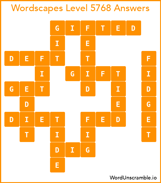 Wordscapes Level 5768 Answers