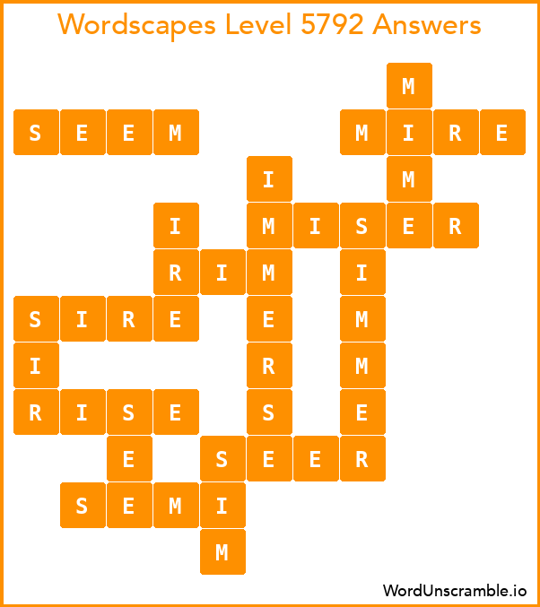 Wordscapes Level 5792 Answers