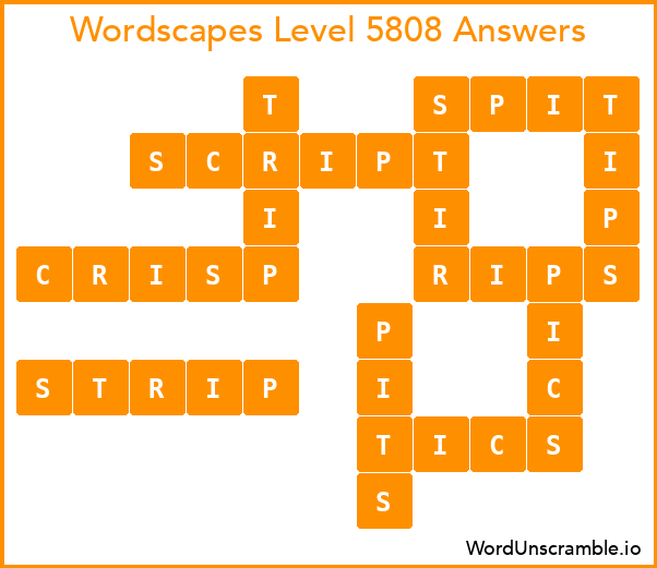 Wordscapes Level 5808 Answers