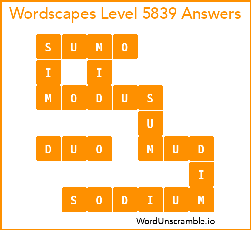 Wordscapes Level 5839 Answers