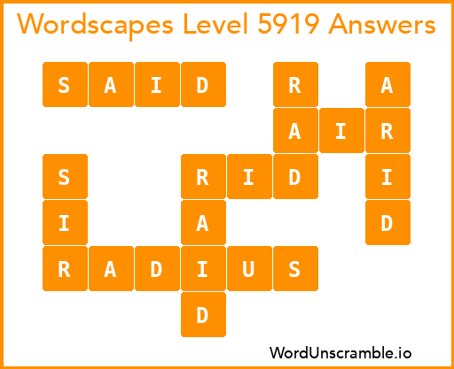 Wordscapes Level 5919 Answers